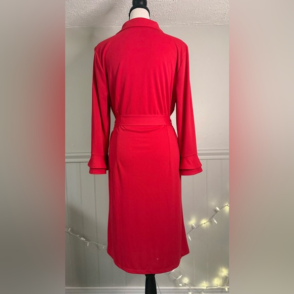 TALBOTS Vibrant Pink Classy Button Down Ruffled Long Sleeve Dress - Picture 3 of 5